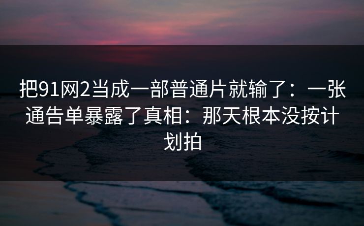把91网2当成一部普通片就输了：一张通告单暴露了真相：那天根本没按计划拍