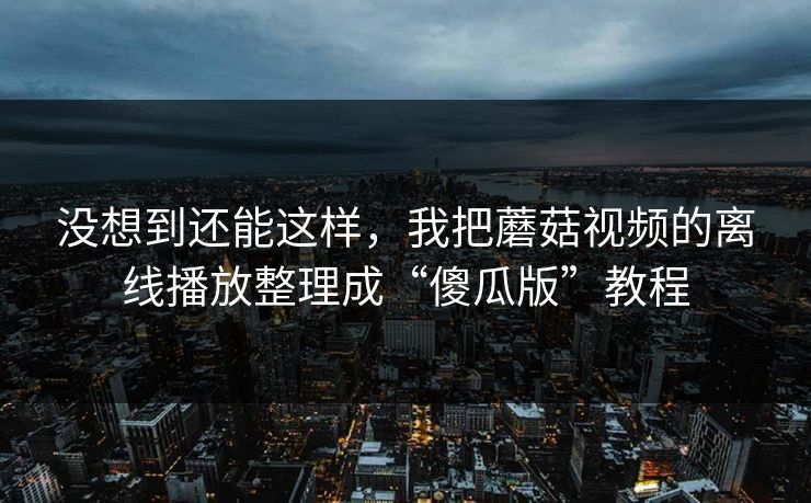 没想到还能这样,我把蘑菇视频的离线播放整理成“傻瓜版”教程 没想到还能这样,我把蘑菇视频的离线播放整理成“傻瓜版”教程